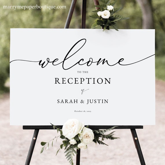 Reception Welcome Sign Template, Classic & Elegant, Editable, Modern Welcome To Our Reception Sign, Printable, Templett INSTANT Download