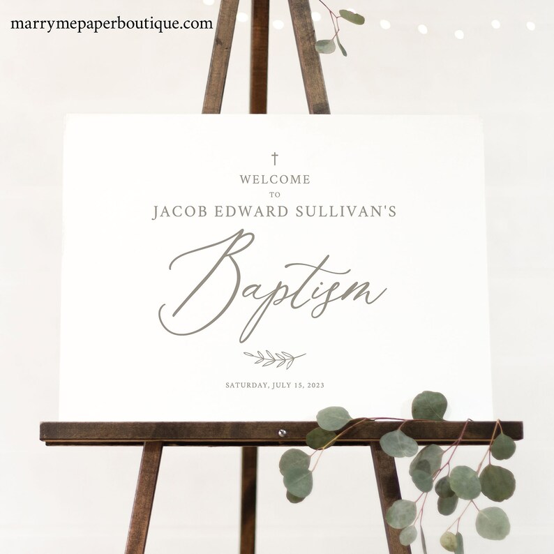 Baptism Welcome Sign Template, Elegant Font, Baptism Sign Printable, Editable, Templett INSTANT Download image 2