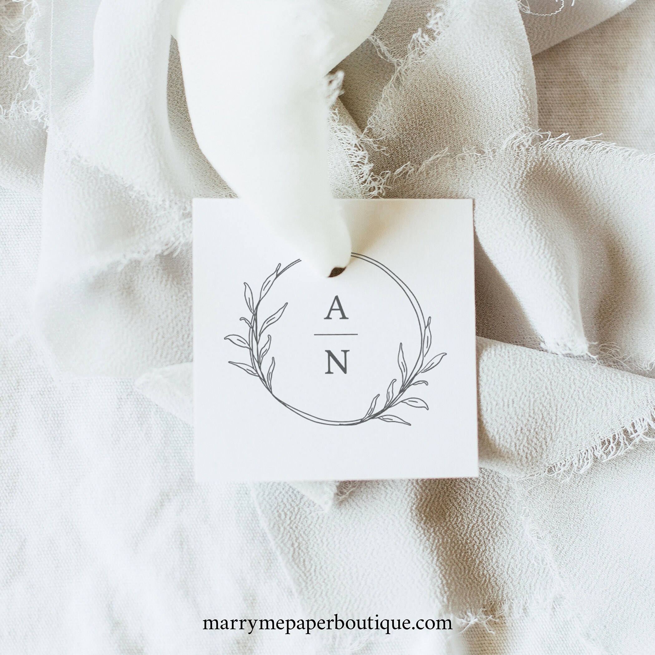 Square Gift Tag Template Circle Monogram Favor Tag Etsy