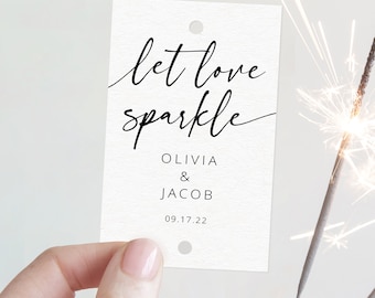 Wedding Sparkler Tag Template, Modern Calligraphy, Elegant Wedding Sparker Tags, Printable, Editable, Templett INSTANT Download