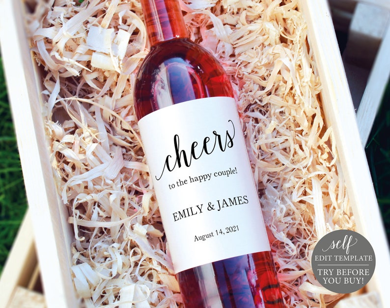 TRY BEFORE You BUY Editable Instant Download Wine Bottle Label Template Modern Script