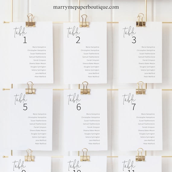 Wedding Seating Chart Cards Template, Minimalist Elegant, Try Before Purchase, Editable & Printable Instant Download