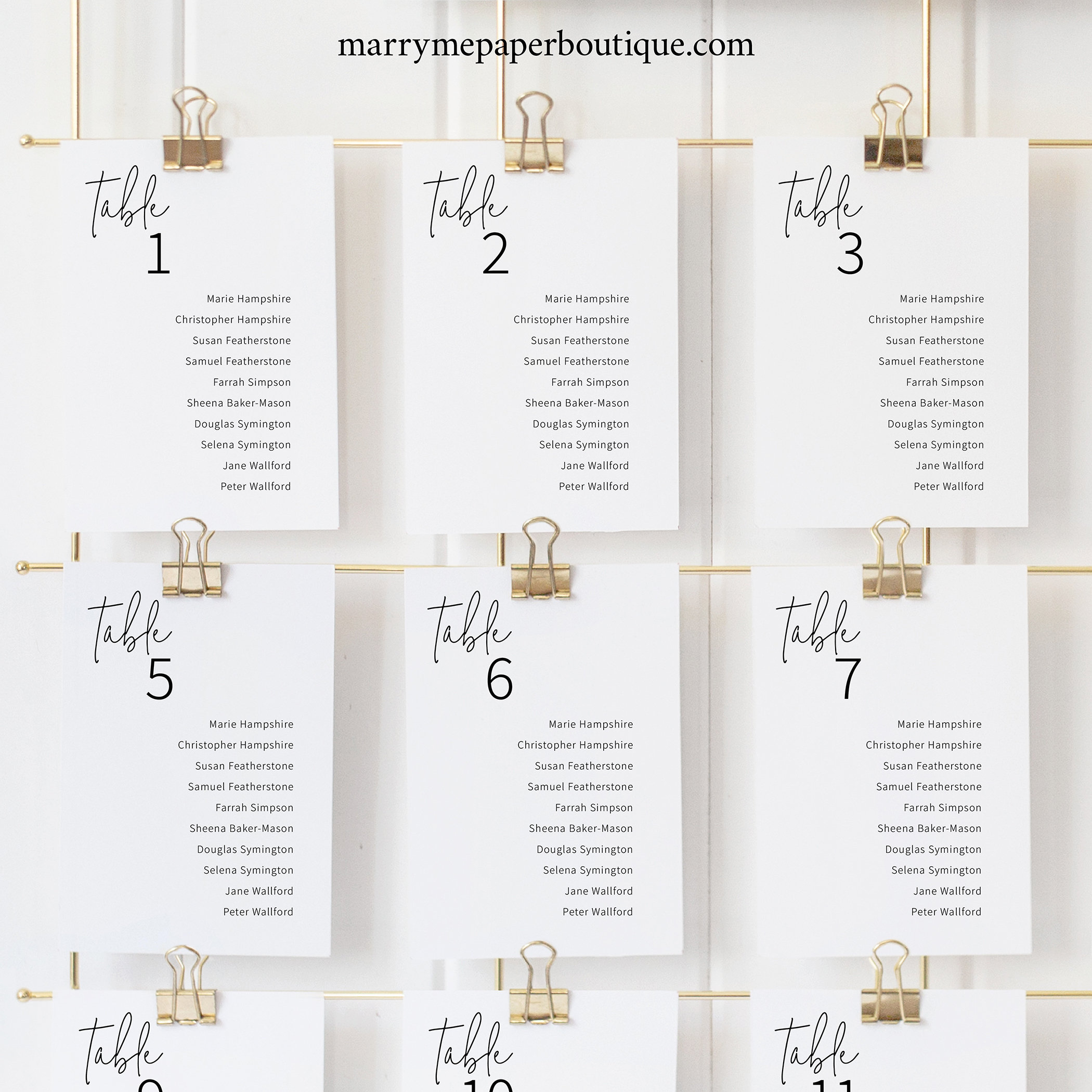 Wedding Seating Chart Cards Template, Minimalist Elegant, Try Before
