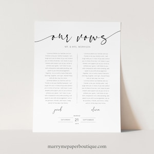 Wedding Vows First Anniversary Gift Template, Wedding Vows Wall Art Printable, Templett Instant Download, Try Before Purchase image 2