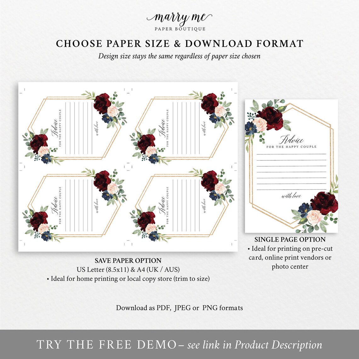 Advice Card Template Demo Available Editable &amp; Printable | Etsy