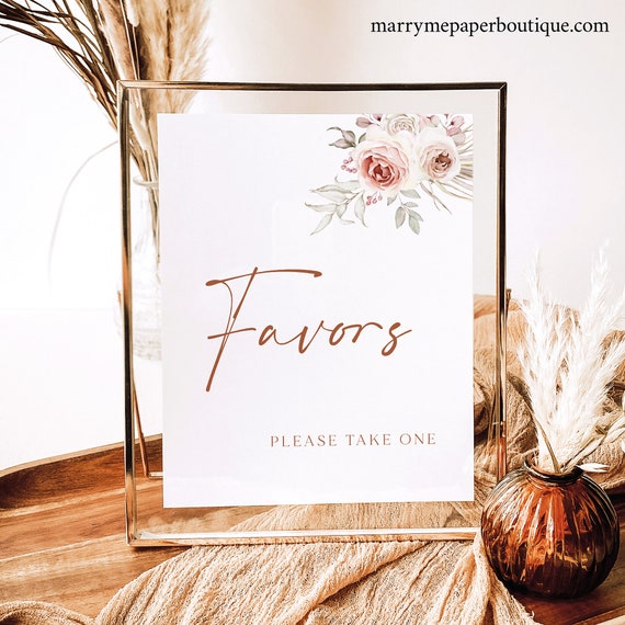 Wedding Favors Sign Template, Elegant Floral Boho, 8x10, Editable, Boho Wedding Favors Sign, Printable, Templett INSTANT Download