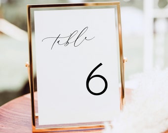 Table Number Sign Template, Luxury Calligraphy, Elegant Table Number, Printable, Templett INSTANT Download, Editable