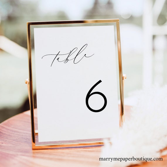 Table Number Sign Template, Luxury Calligraphy, Elegant Table Number, Printable, Templett INSTANT Download, Editable