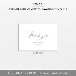 Folding Thank You Card Template, Calligraphy, Thank You Note Card ...