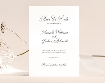 Elegant Save the Date Card Template, Traditional, Calligraphy, Save Our Date,  Printable, Templett INSTANT Download,  Editable