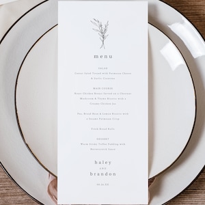 Wedding Menu Template Tall, Modern Rustic Design, Templett Instant Download, Editable Menu Printable, Try Before Purchase image 2