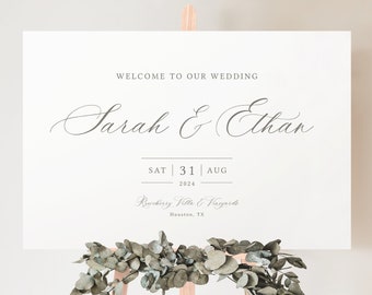 Wedding Welcome Sign Template, Calligraphy, Editable Welcome To Our Wedding Sign, Printable, Calligraphy Wedding, Templett INSTANT Download