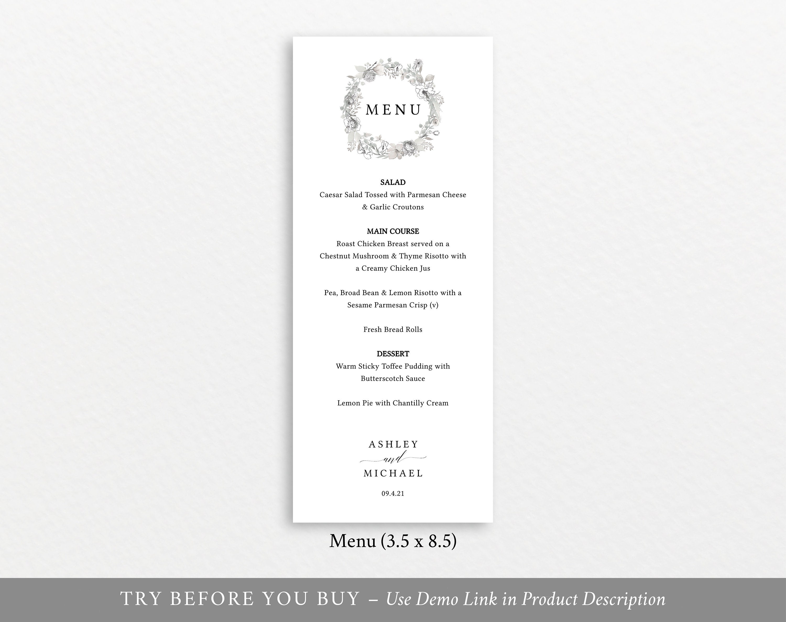 Wedding Menu Templates Free Download