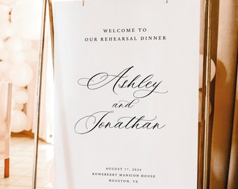 Rehearsal Dinner Welcome Sign Template, Elegant Classic Calligraphy, Rehearsal Sign Printable, Editable, Templett INSTANT Download