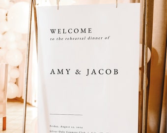 Classic Rehearsal Dinner Welcome Sign Template, Simple Rehearsal Dinner Sign, Printable Wedding Rehearsal Sign, Templett INSTANT Download