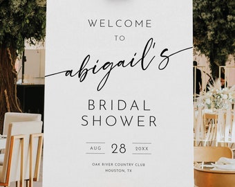 Welcome To My Bridal Shower Sign Template, Minimalist Calligraphy, Modern Bridal Shower Welcome Sign, Editable, Templett INSTANT Download