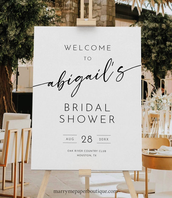 Welcome To My Bridal Shower Sign Template, Minimalist Calligraphy, Modern Bridal Shower Welcome Sign, Editable, Templett INSTANT Download