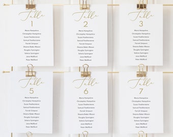 Wedding Seating Cards Template, Elegant Script Gold, Editable & Printable Instant Download, Templett