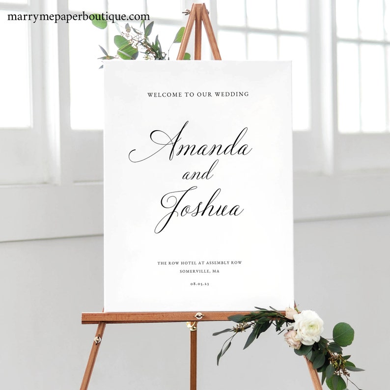 Wedding Welcome Sign Template, Calligraphy, Traditional Wedding Sign, Printable, Templett INSTANT Download, Editable image 2