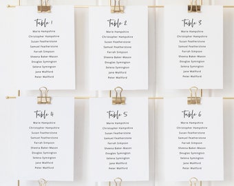 Minimalist Seating Card Template, Modern Calligraphy, Wedding Seating Cards, Printable,  Editable, Templett INSTANT Download