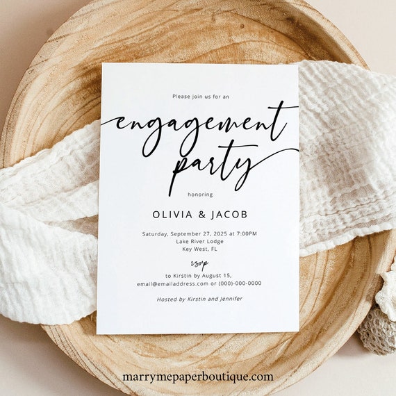 Engagement Party Invitation Template, Modern Calligraphy, Engagement Party Invite, Printable, Templett INSTANT Download,  Editable