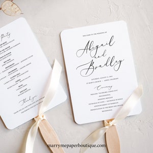 Wedding Program Fan, Try Before Purchase, Printable Wedding Ceremony Fan Template,  Editable, Instant Download