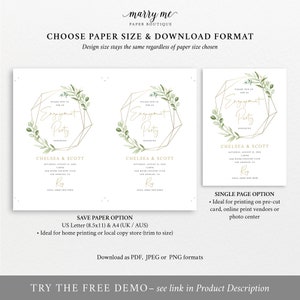 Engagement Party Invitation Template, Try Before Purchase, Order Edit & Download In Minutes, Greenery Gold image 5