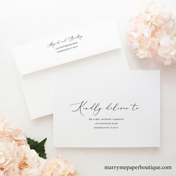 Envelope Address Template,  Editable Instant Download, TRY BEFORE You BUY, Elegant Calligraphy