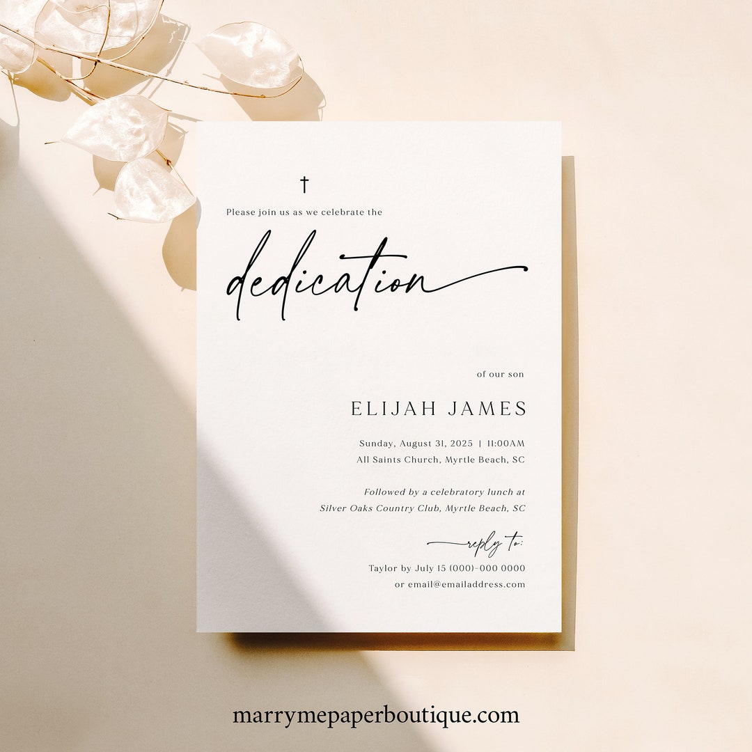 Dedication Invitation Template Modern & Classic Printable Etsy