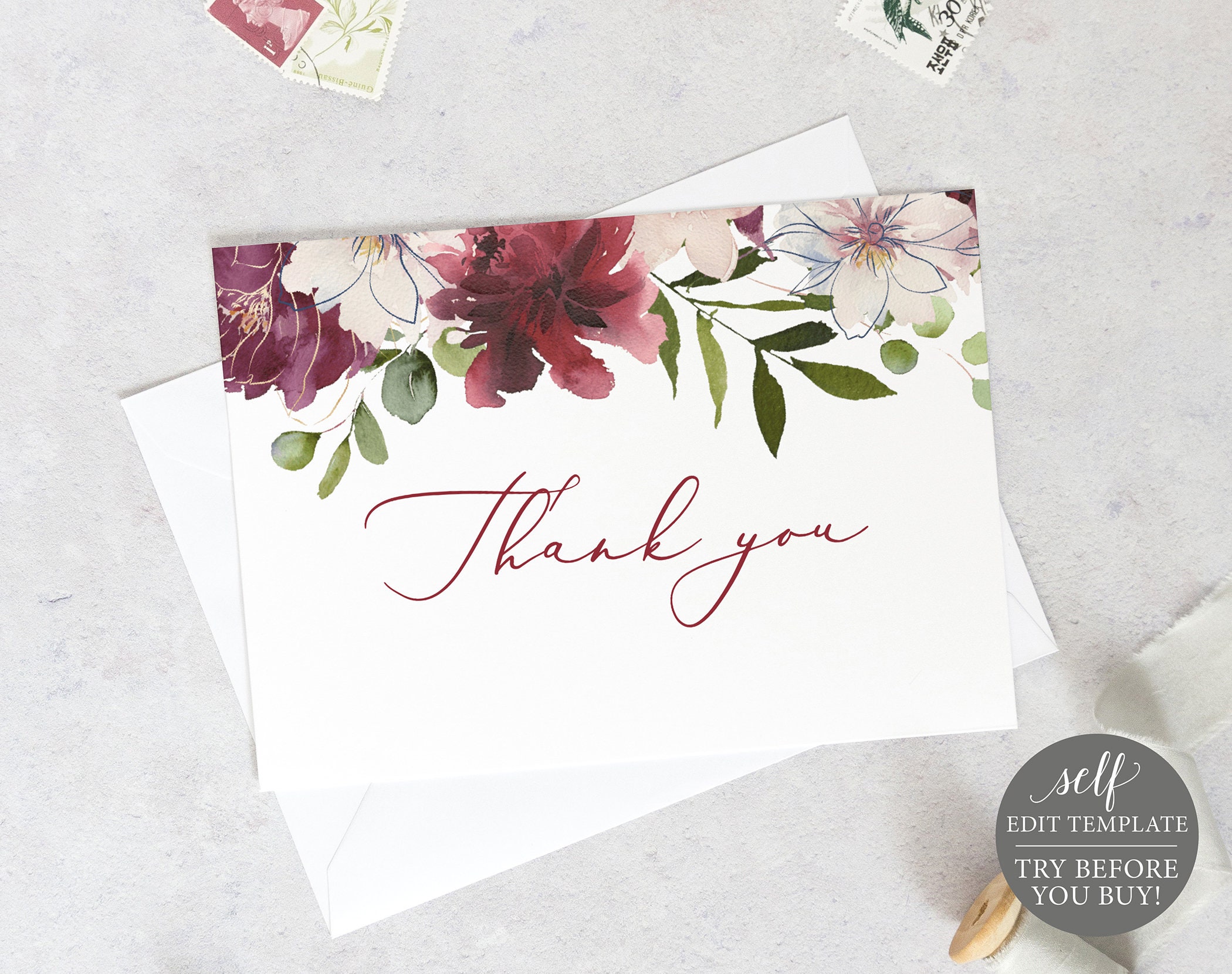 Thank You Card Template Fold Editable Instant Download TRY Etsy