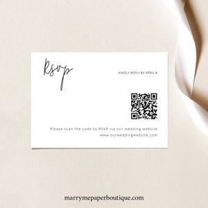 RSVP Card Template, QR Code, Elegant Minimalist, Editable R.S.V.P. Enclosure Card, Reply Card Printable, Templett INSTANT Download