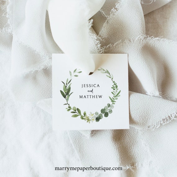 Square Tag Template, Editable Square Label Printable, Templett Instant Download, Demo Available, Elegant Greenery