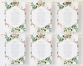 Winter Wedding Seating Cards Template, Christmas Wedding, Seating Chart Cards, Printable, Templett, Editable, INSTANT Download