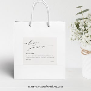 Elegant Wedding Guest Bag Label Template, Modern Welcome Bag Label Printable, INSTANT Download, Templett, Editable