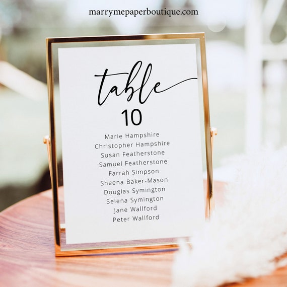 Wedding Seating Cards Template, Modern Calligraphy, Small Seating Sign, 5x7, Table Seating, Printable, Editable, Templett INSTANT Download