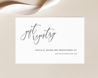 Registry Card Template, Modern Elegance, Editable Wedding Gift Registry Enclosure Card, Printable, Templett INSTANT Download