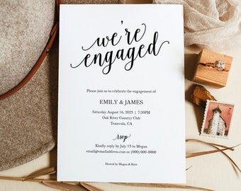 Engagement Party Invitation Template, Try Before Purchase,  Editable Instant Download, Modern Script