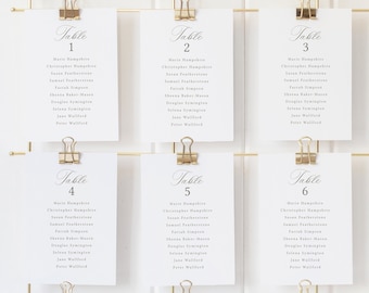 Seating Chart Cards Template, Calligraphy, Wedding Seating Plan Cards, Editable, Printable, Templett INSTANT Download