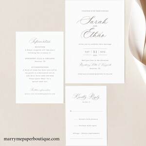 Wedding Invitation Template Set, Pocketfold Design, Calligraphy Wedding