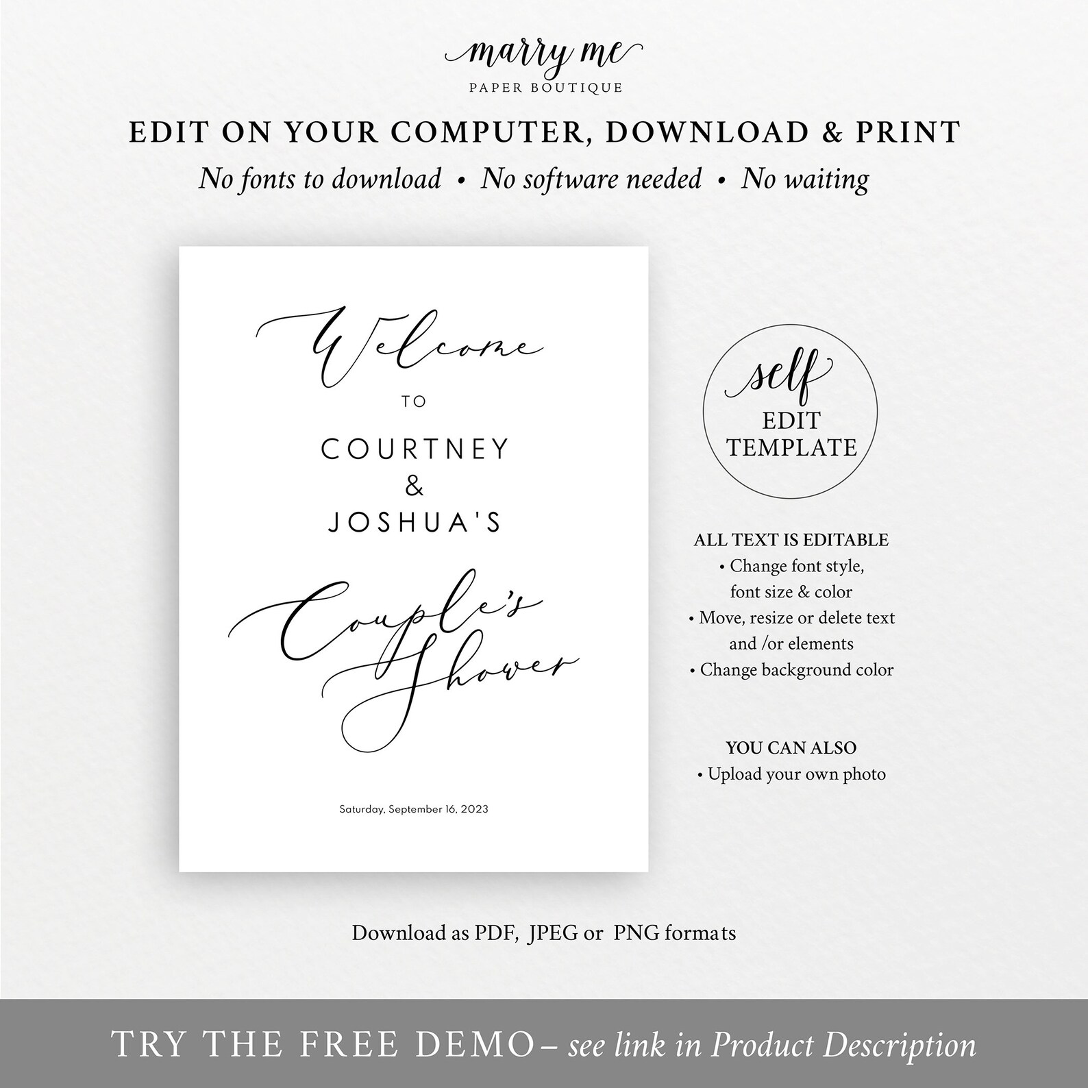 Couples Shower Sign Template Elegant Script Couples Shower Etsy