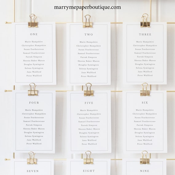 Wedding Seating Cards Template, Elegant Border, Seating Chart Cards, Printable, Editable, Templett INSTANT Download