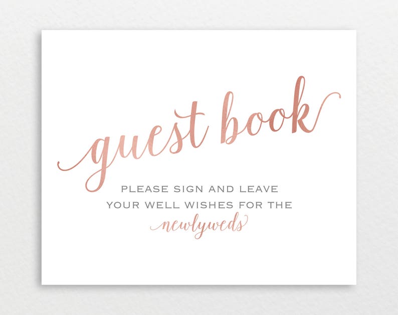 Rose Gold Guest Book Sign PDF Instant Download Sign our Guest Book Newlyweds Sign Wedding Printable Sign Guest Book Printable MM01-7
