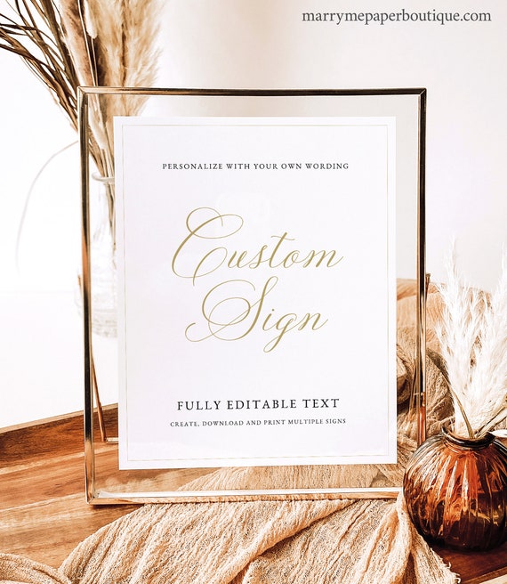 Wedding Sign Bundle Template, Calligraphy Design in Gold, Editable Gold Wedding Signs Bundle Templates, Printable, Templett INSTANT Download