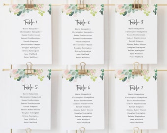 Seating Cards Template, Succulant Floral, Printable Wedding Seating Chart Cards, Templett INSTANT Download, Editable