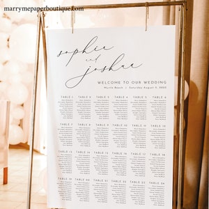 Wedding Seating Chart Template, Luxury Calligraphy, Elegant Seating Plan, Printable, Editable Sign, Templett INSTANT Download, Vertical image 1