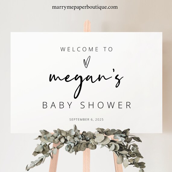 Baby Shower Welcome Sign Template, Love Heart, Editable, Modern Welcome to the Baby Shower Sign, Printable, Templett INSTANT Download