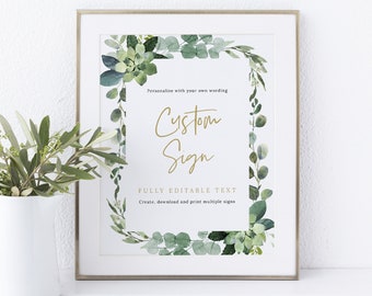 Wedding Sign Bundle Template, Lush Greenery, Printable Wedding Signs, Editable, Greenery Border, Templett INSTANT Download, Vertical