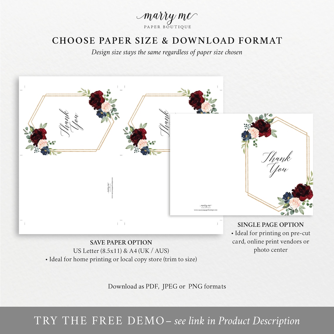 Thank You Card Template Folded Editable &amp; Printable Instant - Etsy