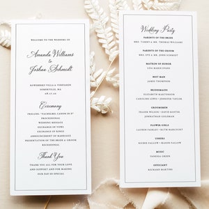 Wedding Program Template, Traditional Wedding Calligraphy & Border, Tall Wedding Ceremony Program, Printable, Templett INSTANT Download image 1
