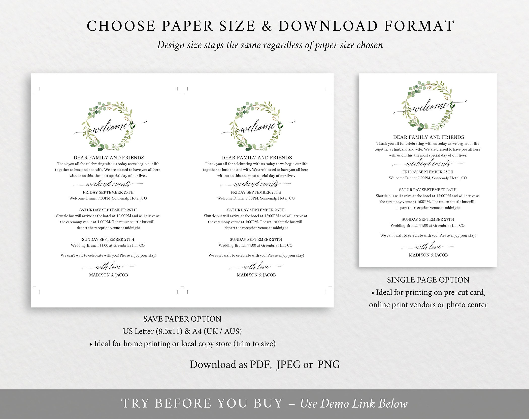 Wedding Welcome Letter Template